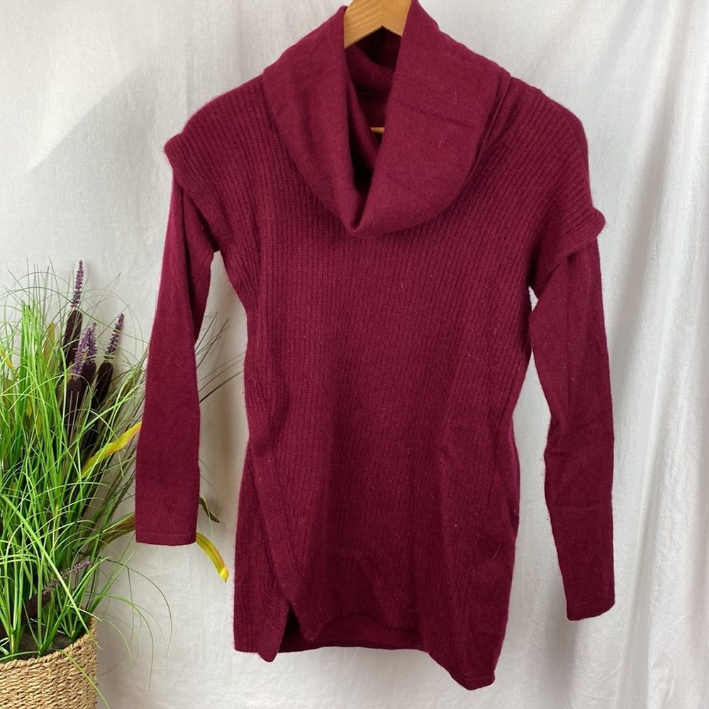 Design History 100% Cashmere Burgundy Red Drape Cowl Neck Vintage Sweater S - Picture 2 of 7